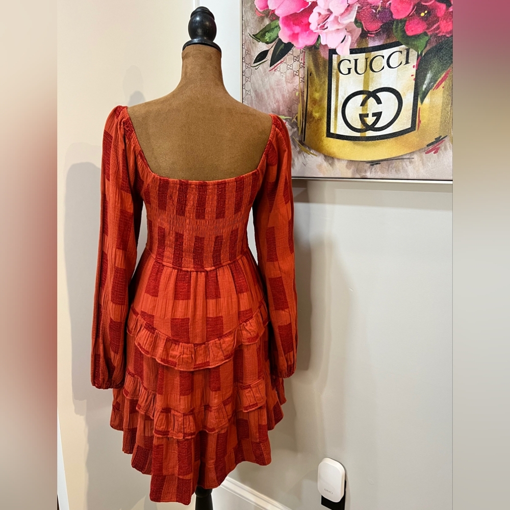 Altar’d State Rust Ruffle Mini Dress - Picture 4 of 4